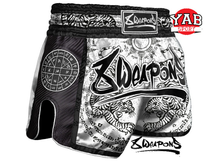 8 WEAPONS Short  Carbon, Sak Yant Tigers Blanc